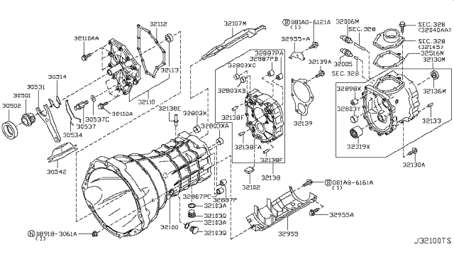 2009 Nissan Frontier Transmission Case & Clutch Release Diagram 4