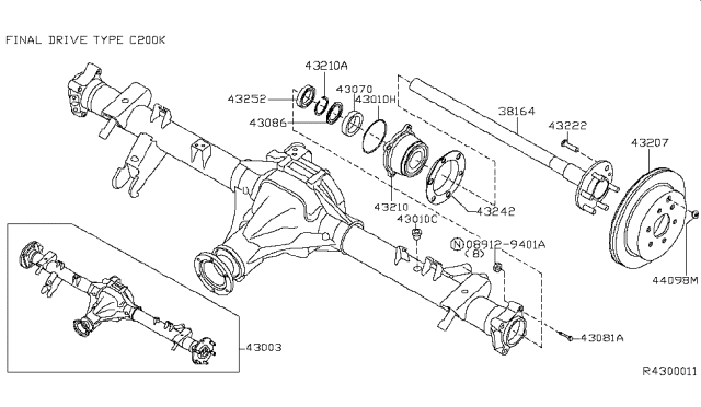 2013 Nissan Frontier Rotor Brake Diagram for 43206-9BE0C