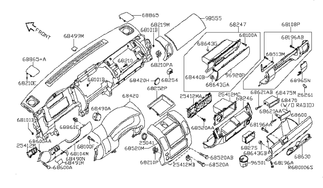 2011 Nissan Frontier Mask Radio Diagram for 68470-60M00