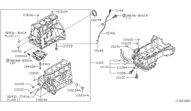 2018 Nissan Frontier Cylinder Block & Oil Pan Diagram 1