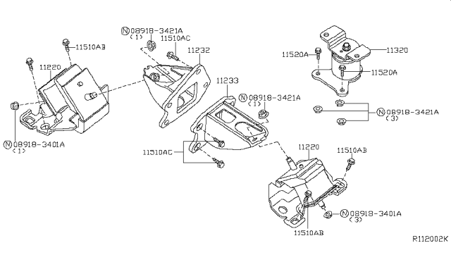 2011 Nissan Frontier Engine & Transmission Mounting Diagram 10