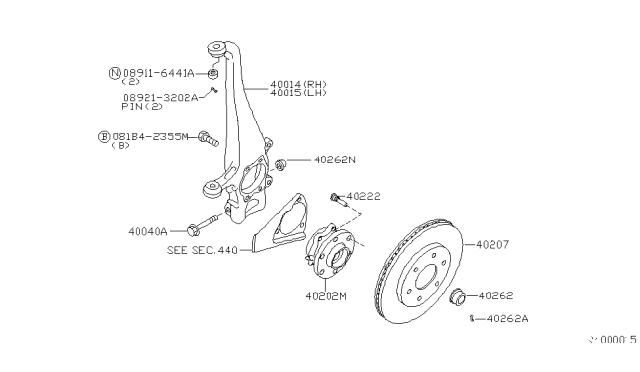 2008 Nissan Frontier Hub Assembly-Road Wheel,Front Diagram for 40202-ZP50A