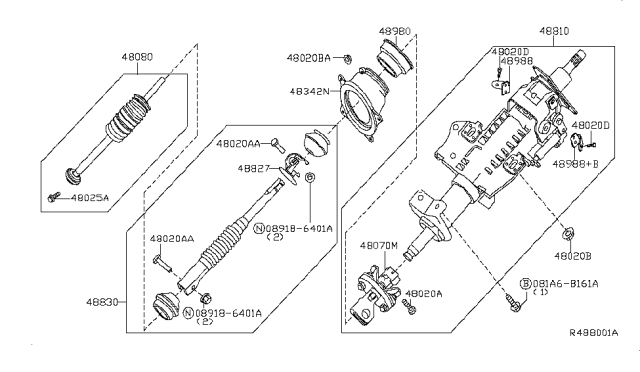 2007 Nissan Frontier Column Assembly Diagram for 48810-EA000