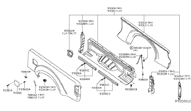2015 Nissan Frontier Rear Body Side Gate & Fitting Diagram 6