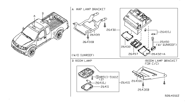 2013 Nissan Frontier Lamp Assembly Map Diagram for 26430-ZL80A