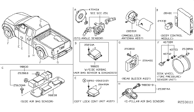 2018 Nissan Frontier Body Control Module Assembly Diagram for 284B1-9BP0D