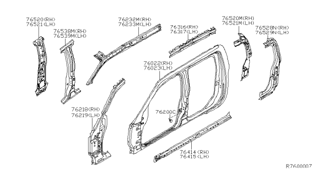 2014 Nissan Frontier Body Side Panel Diagram 1