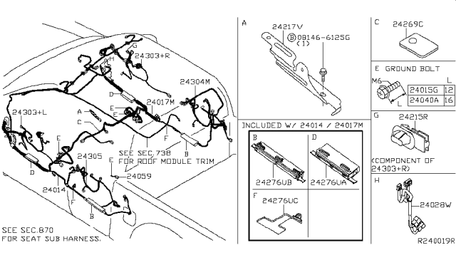 2019 Nissan Frontier Harness-Body, NO. 2 Diagram for 24017-9BS5D