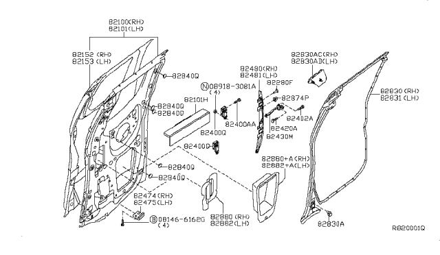 2006 Nissan Frontier Rear Door Panel & Fitting - Diagram 5