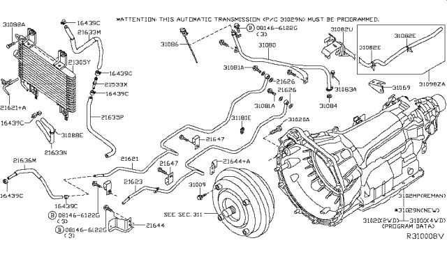 2006 Nissan Frontier Automatic Transmission Assembly-Reman Diagram for 310CM-ZP65DRA
