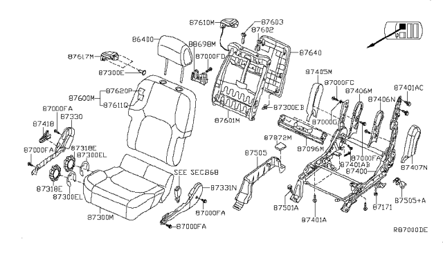 2007 Nissan Frontier Cushion Assy-Front Seat Diagram for 87300-EA873