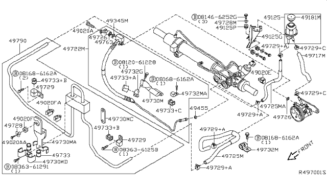 2013 Nissan Frontier Power Steering Piping Diagram 1