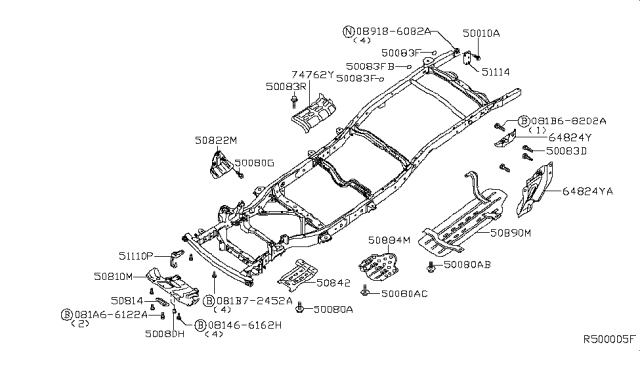 2014 Nissan Frontier INSULATOR-Heat Diagram for 74762-EA000
