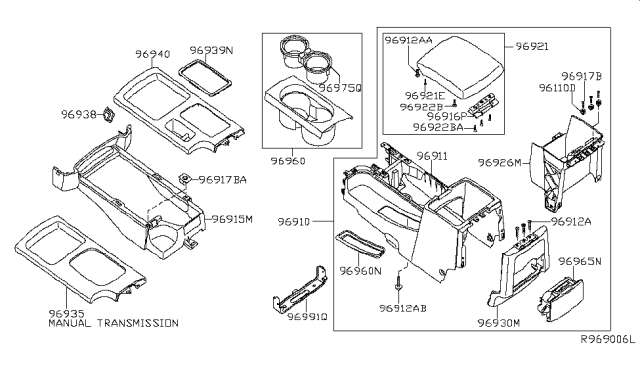 2018 Nissan Frontier Console-Lower Diagram for 96915-9BH0D