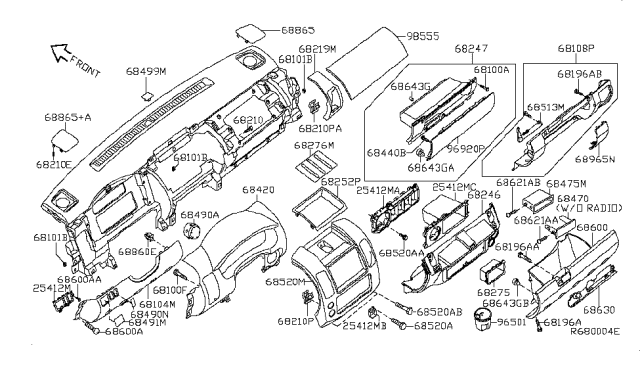 2006 Nissan Frontier Instrument Panel,Pad & Cluster Lid Diagram 3