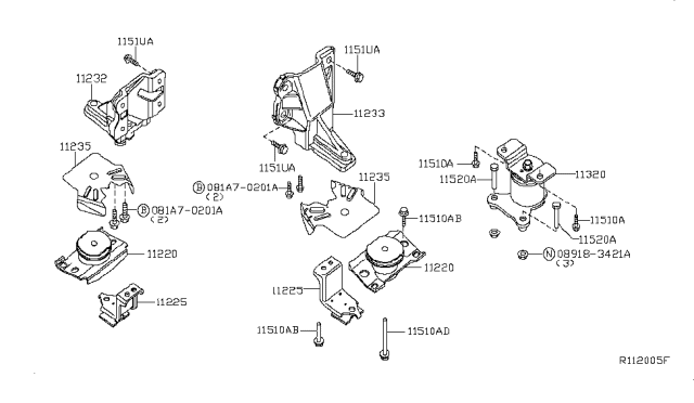 2011 Nissan Frontier Engine & Transmission Mounting Diagram 3
