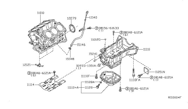 2014 Nissan Frontier Cylinder Block & Oil Pan Diagram 1