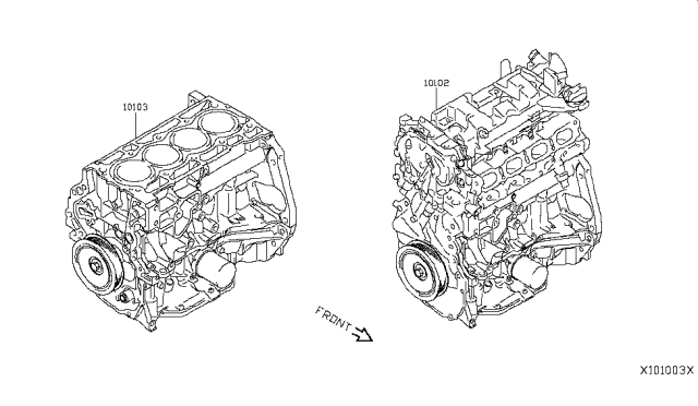 2017 Nissan Rogue Bare & Short Engine Diagram 1