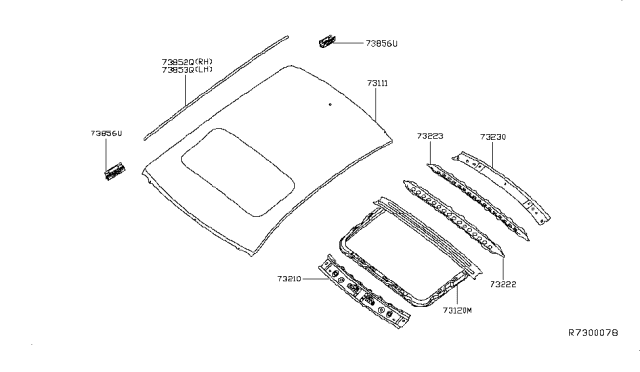 2014 Nissan Altima Roof Panel & Fitting Diagram 2