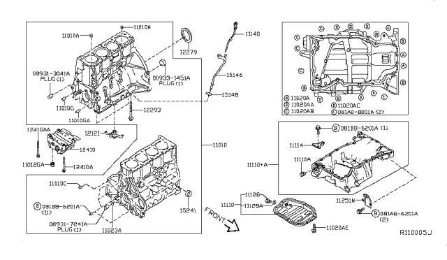 2015 Nissan Altima Cylinder Block & Oil Pan Diagram 1