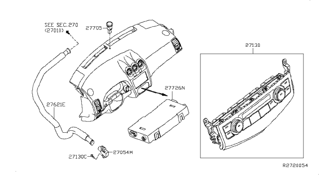 2015 Nissan Altima Controller Assy-Air Conditiner Diagram for 27510-3TA0A