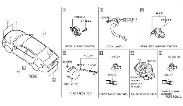 2015 Nissan Altima Tire Pressure Monitoring Sensor Unit Diagram for 40700-3JA0A