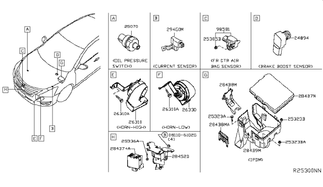 2015 Nissan Altima Horn Assy-Electric Low Diagram for 25620-3TA1A