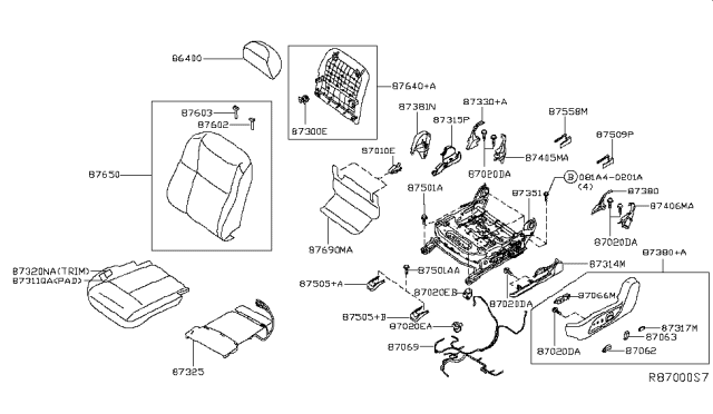 2015 Nissan Altima Trim Assembly - Front Seat Cushion Diagram for 87370-3TD5A
