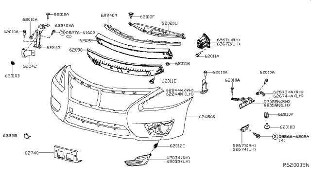 2015 Nissan Altima Bracket-Licence Plate Diagram for 96210-9HS0A