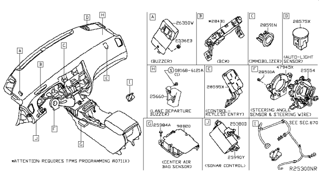 2016 Nissan Altima Sensor-Side,Air Bag Center Diagram for 98820-9HL9B