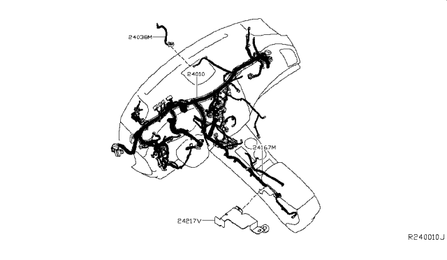 2014 Nissan Altima Harness-Sub Diagram for 24167-3TA0A