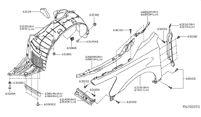 2015 Nissan Altima PROTCT Front Fender R Diagram for 63840-3TA0A
