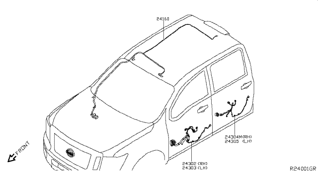 2016 Nissan Titan Harness-Front Door,RH Diagram for 24124-EZ02A