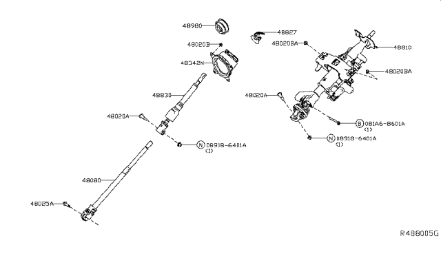 2018 Nissan Titan Column-Steering Tilt Diagram for 48810-EZ40B
