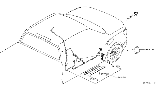 2018 Nissan Titan Harness-Sub,Body Diagram for 24017-9FU7A