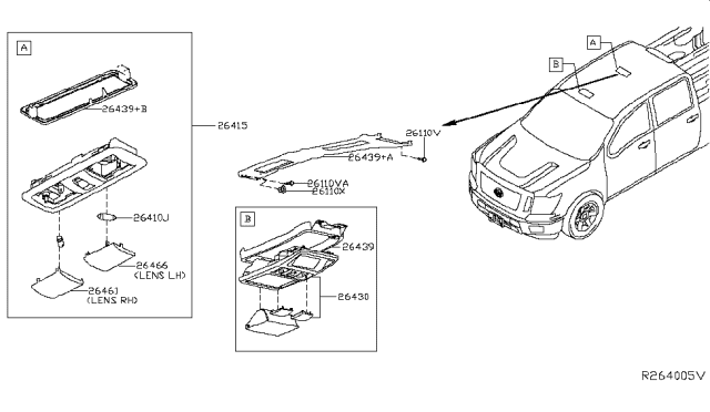 2019 Nissan Titan Lamp Assembly Map Diagram for 26430-9FT5C
