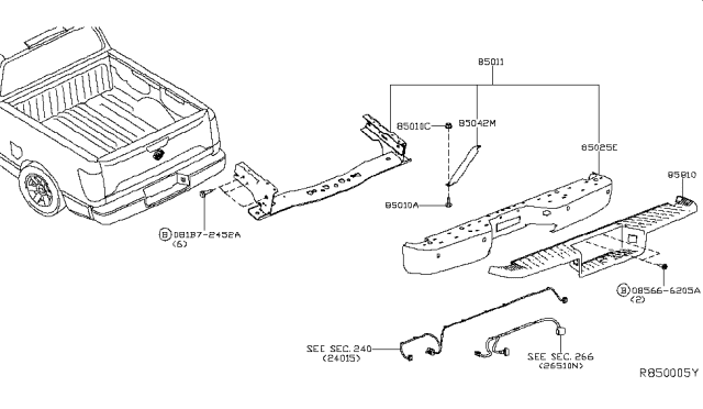 2018 Nissan Titan Rear Bumper Assembly Diagram for 85022-EZ20A