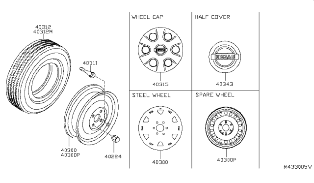 2019 Nissan Titan Disc Wheel Center Cap Diagram for 40315-7S000