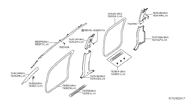 2018 Nissan Titan Curtain Air Bag Driver Side Module Assembly Diagram for 985P1-9FT7B