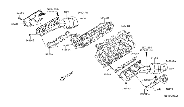 2019 Nissan Titan Exhaust Manifold With Catalytic Converter Diagram for 140F2-EZ30A