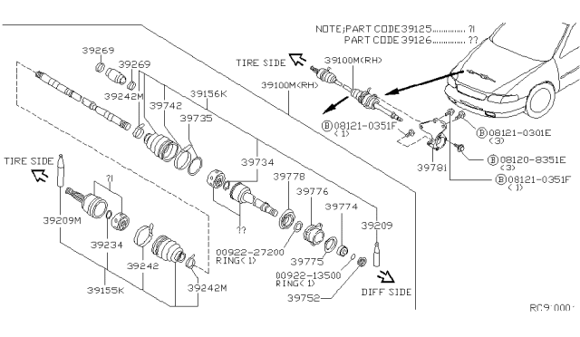 2000 Nissan Altima Repair Kit Dust Boot Inner Diagram for 39741-0Z825
