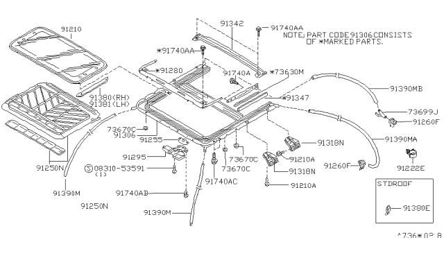 1998 Nissan Altima Sun Roof Parts Diagram
