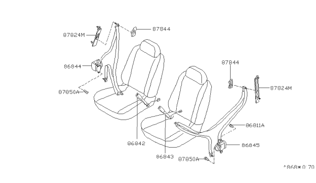 1999 Nissan Altima Front Seat Buckle Belt Assembly, Right Diagram for 86842-5M026
