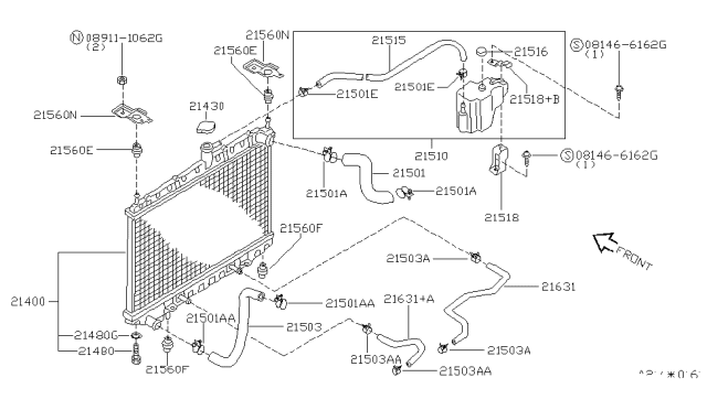 2000 Nissan Altima Radiator,Shroud & Inverter Cooling Diagram 2