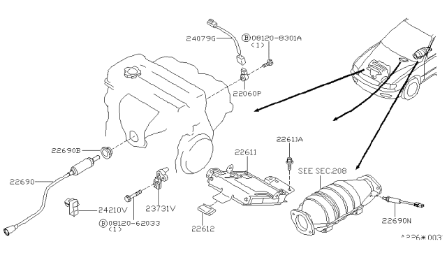 2000 Nissan Altima Engine Control Module Diagram for 23710-9E810