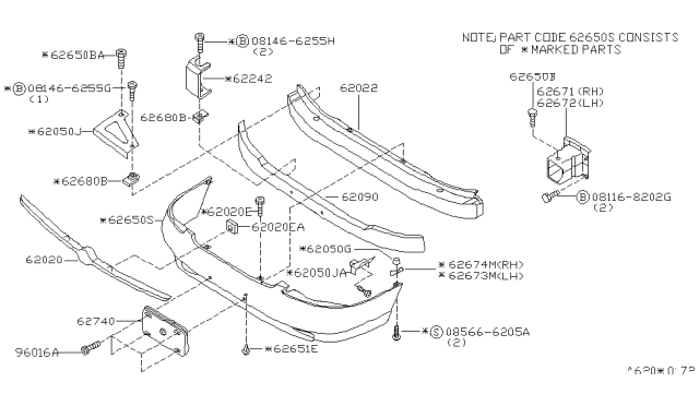 2000 Nissan Altima Clip-Insert Diagram for 622A2-9E000