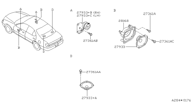 2000 Nissan Altima Speaker Unit Diagram for 28156-0Z810