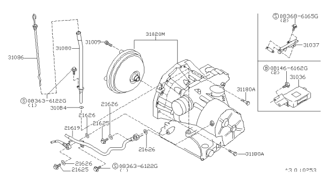 1999 Nissan Altima Gauge Assy-Oil Level Diagram for 31086-2B600