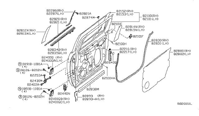 2008 Nissan Titan Hinge Assy-Rear Door Diagram for 82401-ZR00A