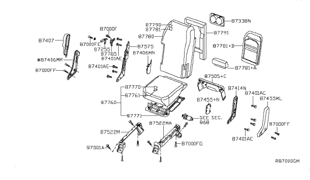 2008 Nissan Titan Cushion Assy-Front Seat,Center Diagram for 87760-ZJ00A